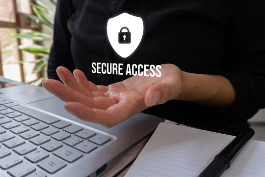 Person presents secure access icon