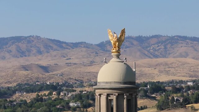 View from above: golden angel atop domed structure