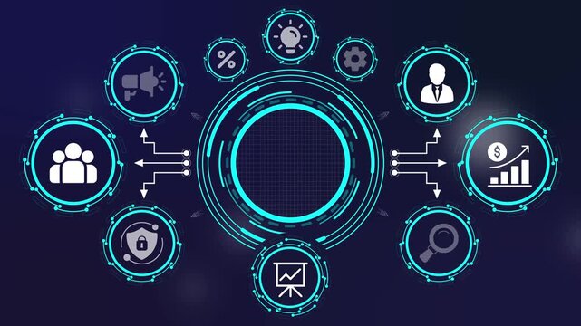 computer vision artificial intelligence graphic icon loop interface concept background. machine learning computer vision technology digital workflow dashboard infographic concept.