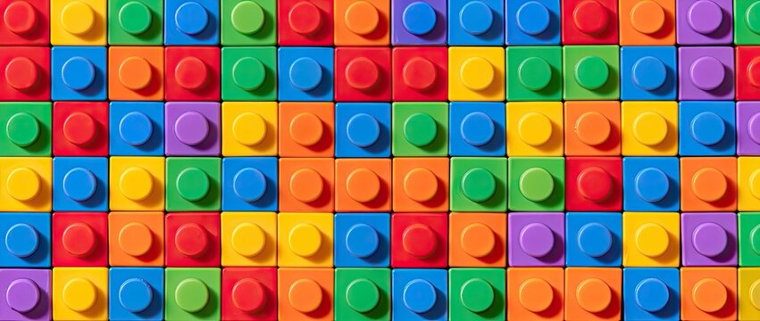 Vibrant, interlocking blocks create a colorful, repeating pattern