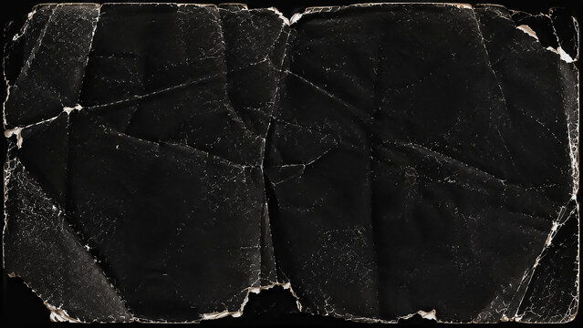 Dark Torn Black Paper Texture with Wrinkles and Film Grain