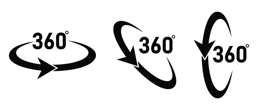 360 rotation icon set. 360 angle arrow pictogram. icon 360 degree illustration vector style. 