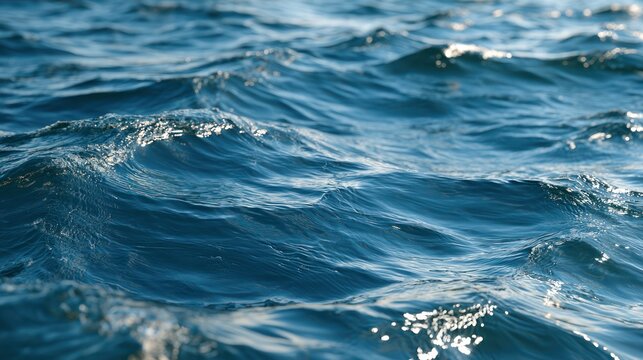 Close-up view of the deep blue ocean with gentle waves creating a textured surface