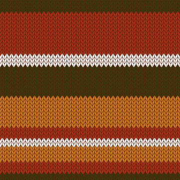 Seamless wool texture pattern with autumn earthy stripes in woven knit textile. Background in warm, rustic colors as cozy fabric for scrapbook wallpaper, craft wrapping paper or apparel and home decor
