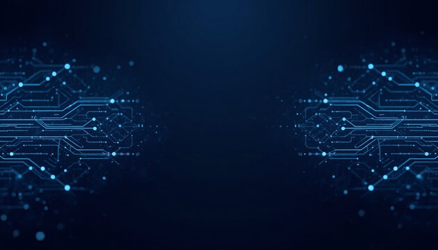 Abstract Circuit Board Tech Pattern Dark Blue Data Banner Background Digital