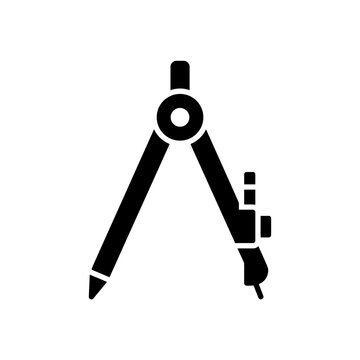 Minimalist architect drawing compass vector icon symbol