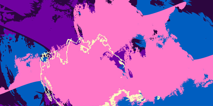Artistic Abstract Continent Map Composition With Rough Brush Texture High Contrast Modern Graphic Illustration Design
