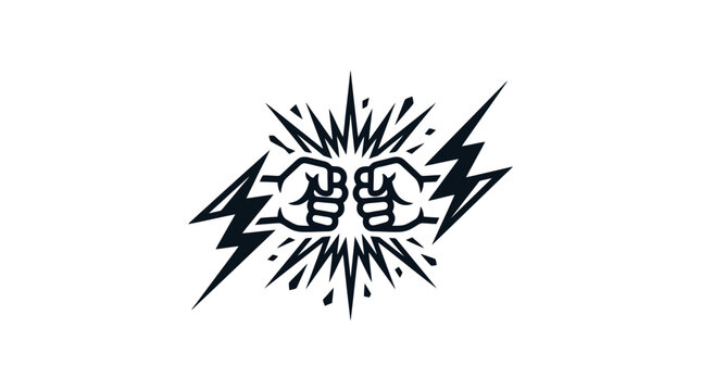 Fist bump icon vector illustration graphic design element representing unity, strength, partnership, and agreement with lightning and explosive energy effect details
