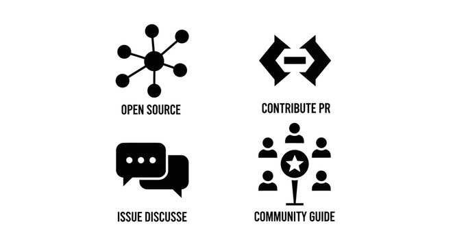 Open source software community icons.