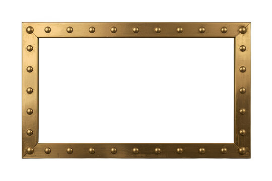 Bronze rectangular metal frame with decorative rivets