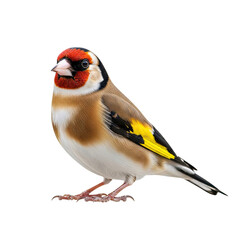 Fototapeta premium European Goldfinch standing isolated on white background