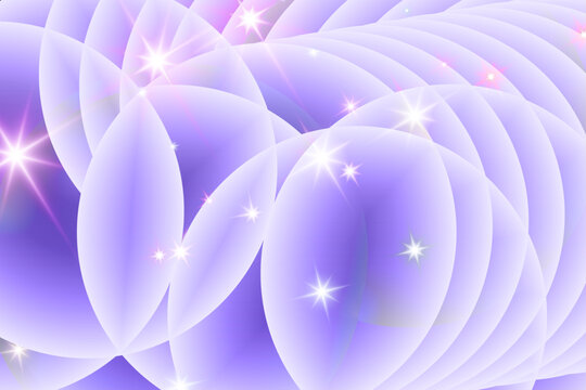 abstract lavender purple background with overlapping translucent bubble shapes soft glowing highlights and sparkling stars creating an elegant dreamy futuristic composition for modern digital design