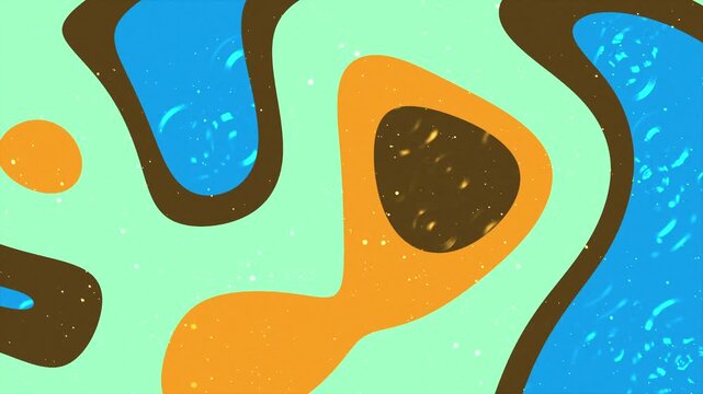 Abstract background with fluid organic shapes in vibrant blue, orange, and mint green colors.