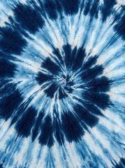 Fototapeta premium Indigo Blue Tie Dye Spiral Pattern on Fabric Texture