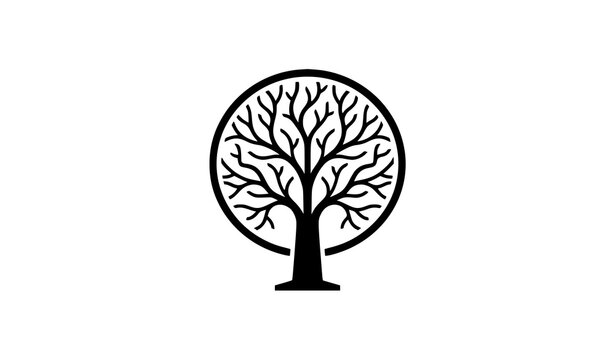 Unique geometric tree logo minimalist eco nature symbol black editable vector branding design