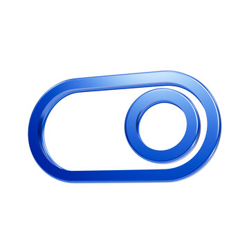 Shiny blue 3d toggle switch representing user interface settings and activation status isolated on a black background