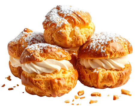 Profiteroles isolated on transparent background