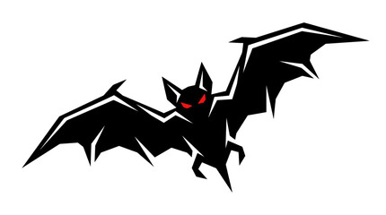 Fototapeta premium Stylized Vector Illustration Of A Flying Bat With Red Eyes