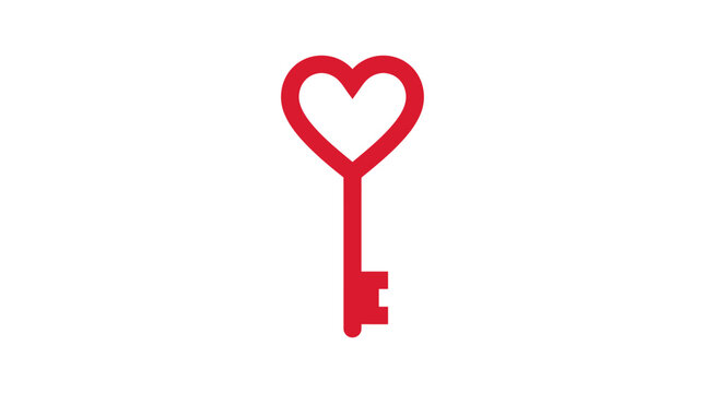 Red Heart Key Vector Symbol