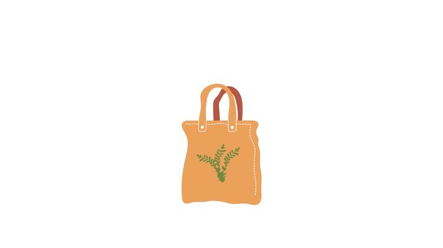 Reusable tote bag for shopping, cotton fabric bag, no plastic lifestyle, zero waste concept, with alpha channel or transparent background