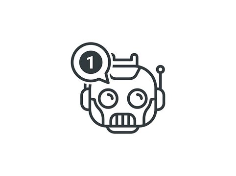 Robot with speech bubble number one icon