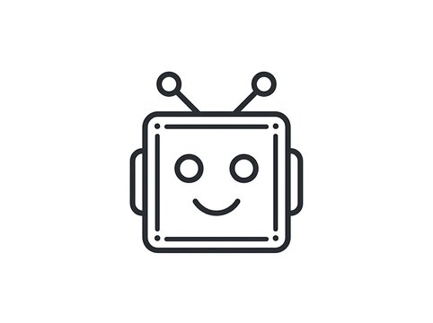 Smiling robot with antennae and screen face