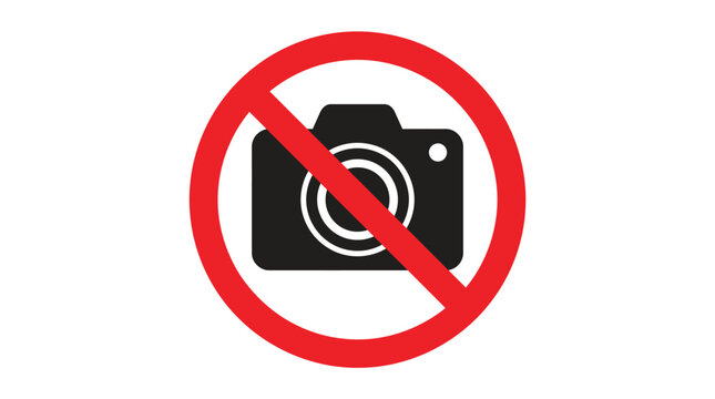 No photography allowed sign with camera icon in red circle