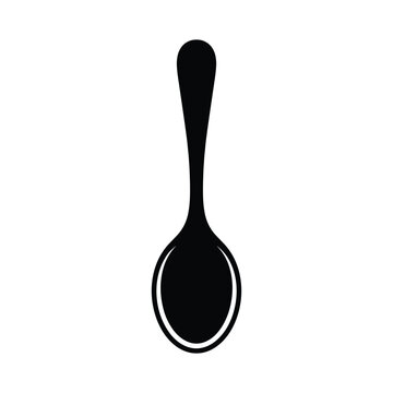 Symmetric black spoon silhouette for kitchenware cutlery branding and restaurant menu design