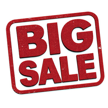 Bright red big sale sign with bold letters isolated for advertising promotions and discounts
