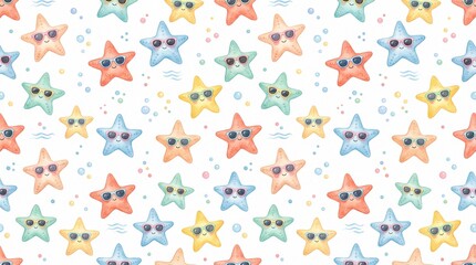 Fototapeta premium Watercolor baby starfish pattern 2K 202608131146