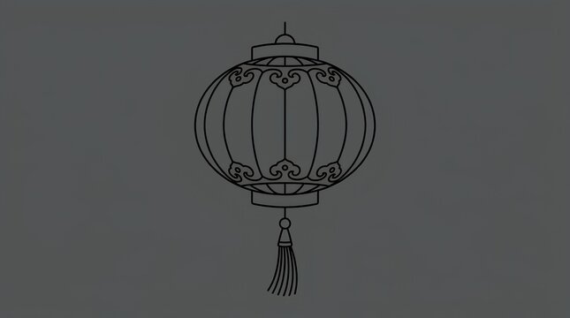 Traditional Chinese lantern line art illustration.
