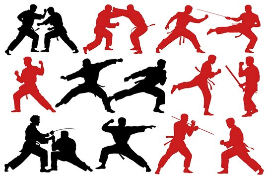 Red black martial artists action high resolution picture