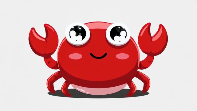 Red Cartoon Crab Character Animation Loop.
