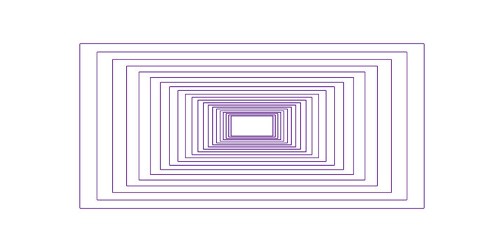 Purple rectangle shapes forming an abstract tunnel perspective effect