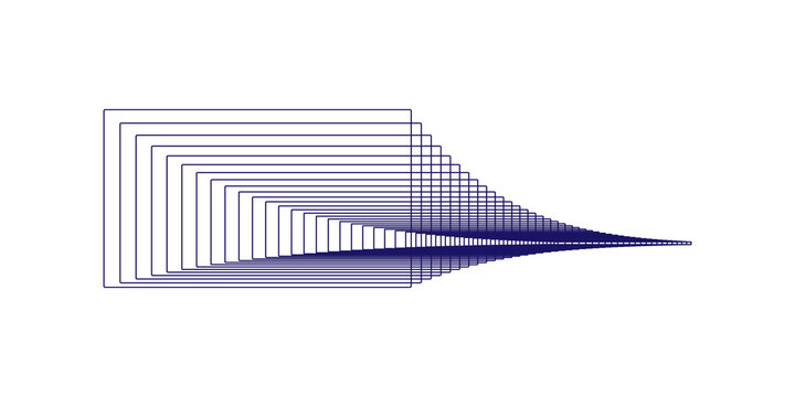 Abstract geometric pattern with repeating thin dark blue rectangular outlines