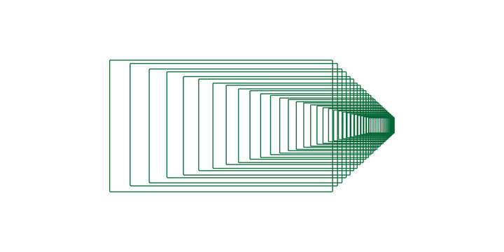Abstract tunnel of repeating green rectangular outlines