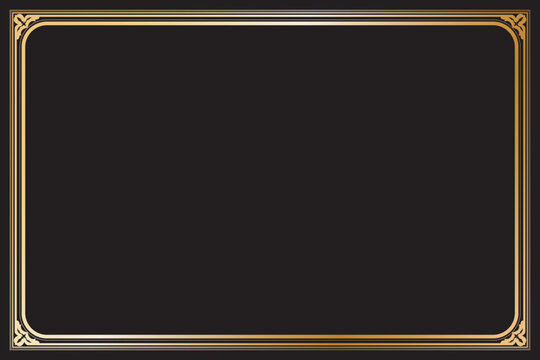 Elements of oriental frames. Gradient gold on black background. Rectangle lines border chinese style. Design print for greeting cards, wedding invitations, restaurant menu, royal certificates. 16
