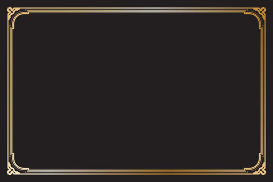 Elements of oriental frames. Gradient gold on black background. Rectangle lines border chinese style. Design print for greeting cards, wedding invitations, restaurant menu, royal certificates. 15
