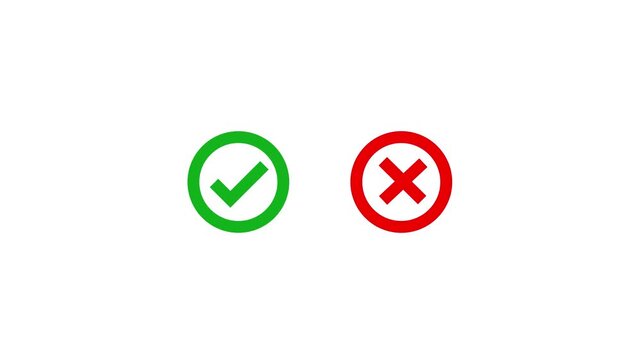 Check mark icon set. Check box icon with right and wrong buttons, yes or no checkmark icons.