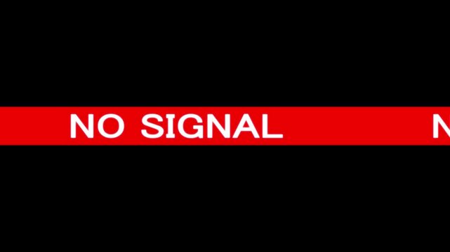 No signal text display with digita interference visuals for broadcasting and media production error screen simulation footage