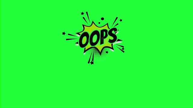 Oops comic explosion speech bubble green screen animation retro pop 