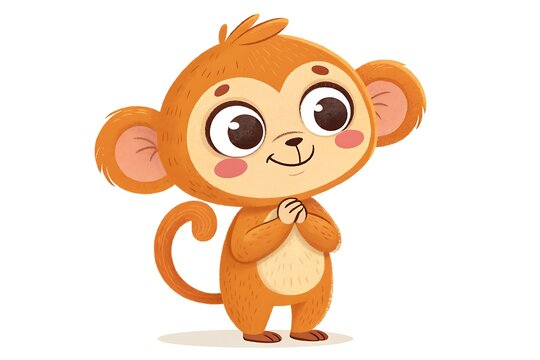 Cute cartoon monkey with folded hands