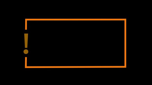Minimal Warning Frame with Exclamation Mark and Copy space animation icon with a black screen . Exclamation mark frame for quizzes and FAQs. Game announcement message animation 4k