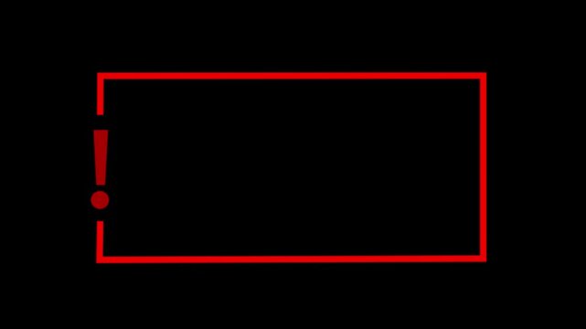 Minimal Warning Frame with Exclamation Mark and Copy space animation icon with a black screen . Exclamation mark frame for quizzes and FAQs. Game announcement message animation 4k
