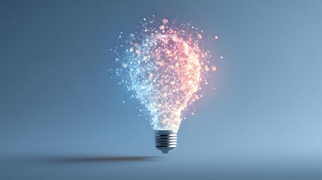 Creative thinking concept with abstract spark elements forming pattern minimal design soft gradients clean center modern idea generation theme clarity focus