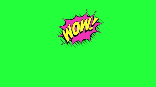 Comic book style wow explosion burst speech bubble yellow pink