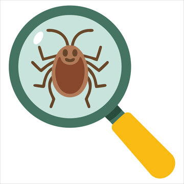 Sweet charming depiction with realistic ixodes tick insect magnifier glass decoration covering transparent isolated on a clear white surface area