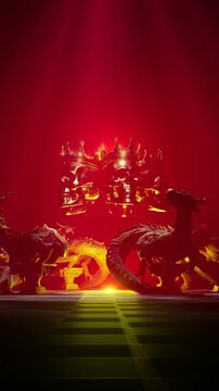 Seamless Infinite Camera Zoom Passing Through Red Pillars with King Skull