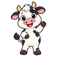 Obraz premium Cute cartoon cow waving illustration isolated on white background