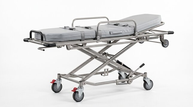 Modern stainless steel hospital stretcher trolley for patient transport in emergency medical care facilities